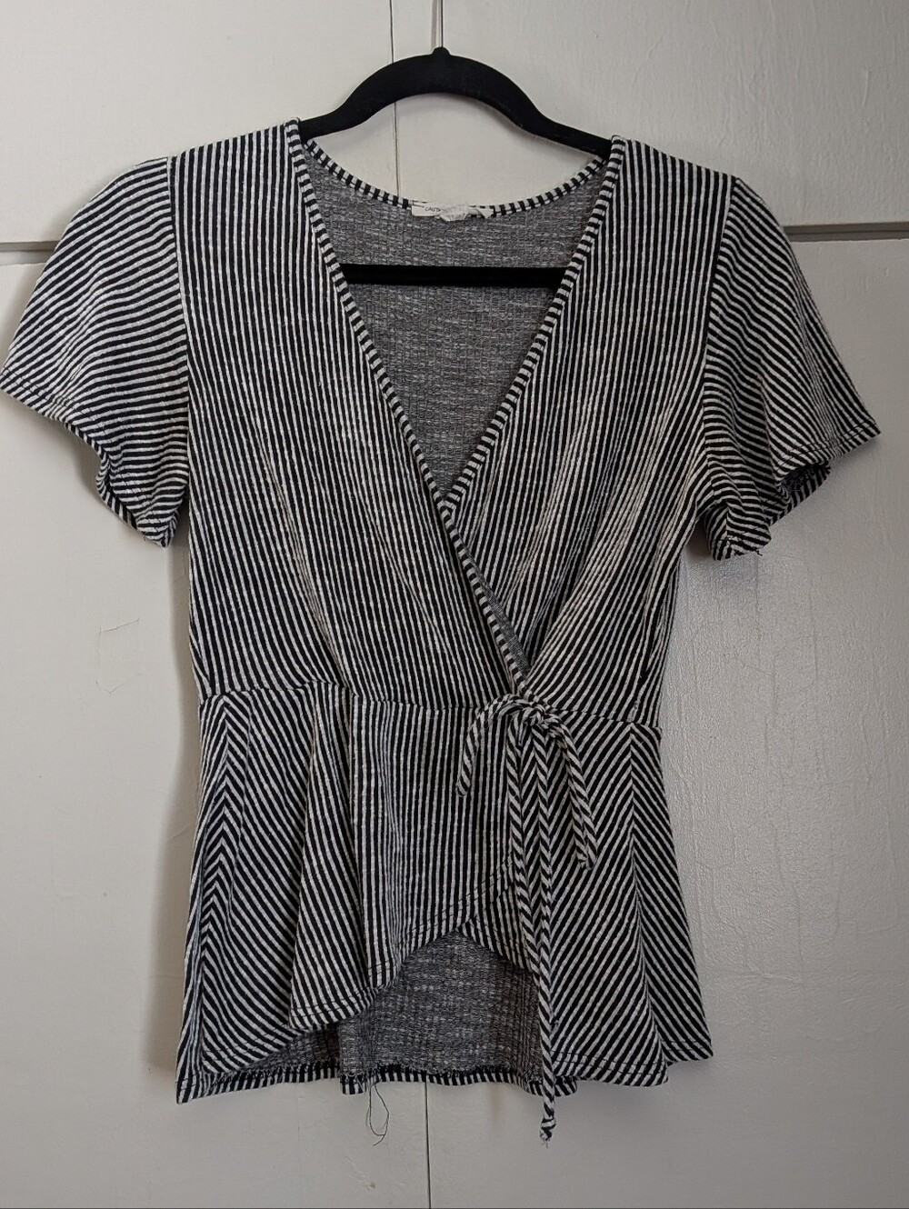 Caution To The Wind Peplum Striped Top